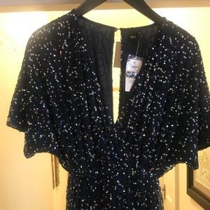 Navy sequin gown